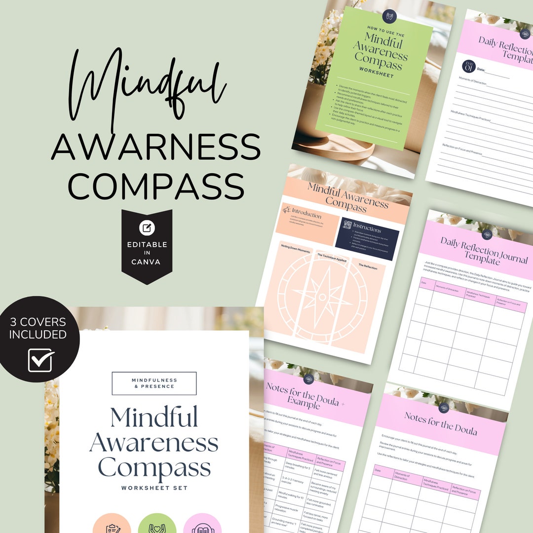 Mindfulness Canva Template Wellness Wellbeing Birth Doula - Etsy