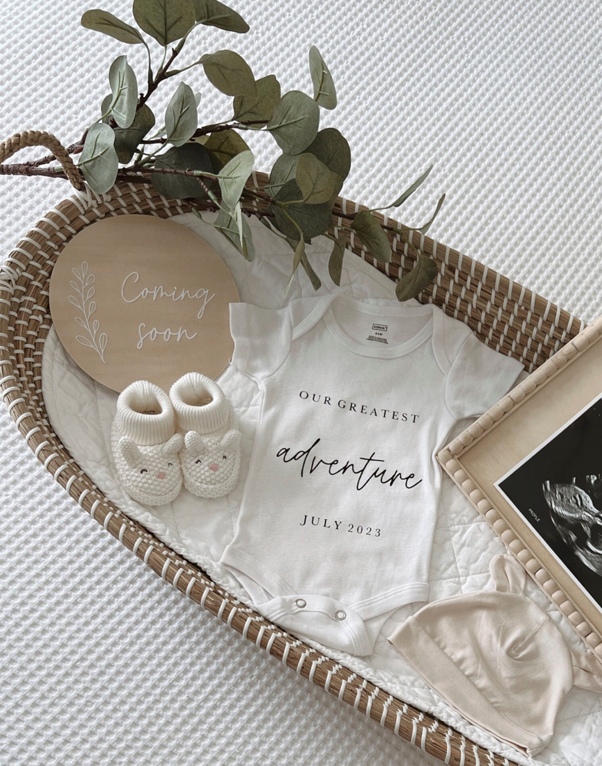Our Greatest Adventure Baby Onesie: Custom Pregnancy Announcement