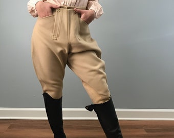 Vintage Steampunk English Jodhpurs Beige Women Breeches Pant– 1930s