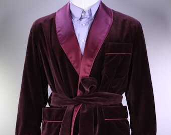 Giacca da fumo da uomo realizzata a mano, vestaglia vintage in raso, cappotto classico da sera, giacca elegante da salotto per gentiluomo di lusso