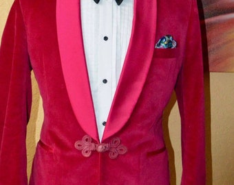 Men's Pink Velvet Tuxedo Jacket Shawl Collar Dinner Jackets