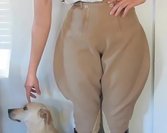 Pantalones de montar para mujer, pantalones ecuestres, pantalones de montar de cintura alta, pantalones de algodón beige para mujer.