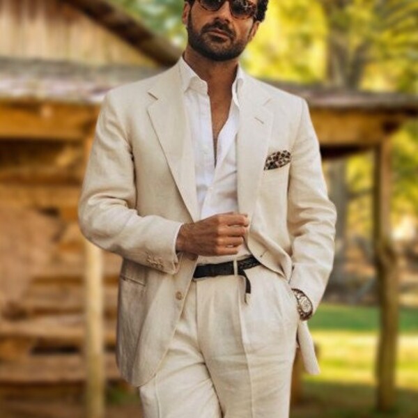 Linen Clothing Men's Fashion Style Suits Wedding Linen Suit Groomsmen Linen Outfits