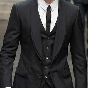 Handmade Men’s 3-Piece Suit – Custom Tailored, Wedding & Formal Wear - Tuxedo suit vase, Black Suit Men
