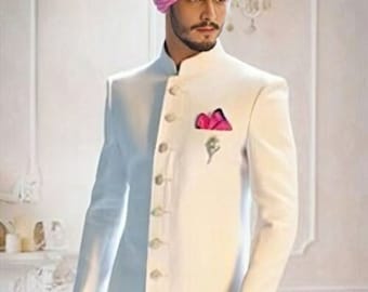 Royal White Sherwani Men | Wedding Groom Outfit | Luxury Traditional Attire