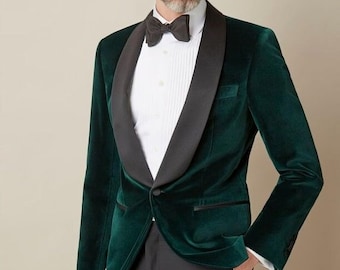 Blazer de esmoquin de terciopelo para hombre / Chaqueta de fiesta con solapa de satén