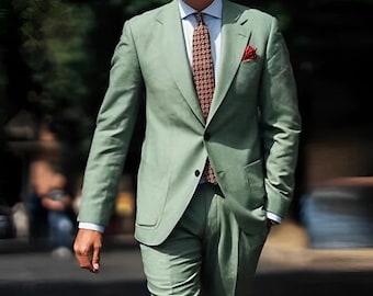 Traje verde salvia para hombre / Esmoquin de boda a medida / Traje formal de corte ajustado / Traje elegante para novio / Regalo de Navidad