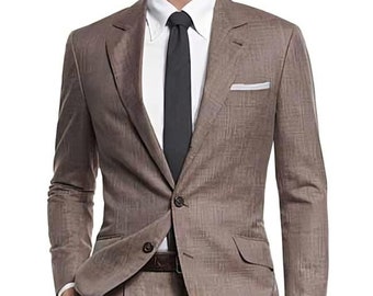 Traje de dos piezas marrón ajustado para hombre – Ideal para bodas, graduaciones y cenas formales.
