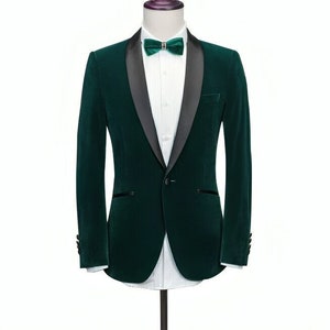 Men&#39;s Green Velvet Dinner Jacket Groomsmen Wedding Jackets