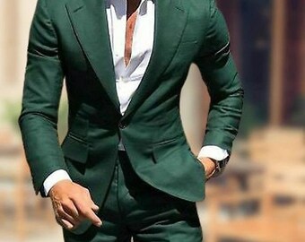 Men's Green Slim Fit 2 Piece Suit – Wedding, Formal, Prom Wear