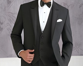 Custom Men's Tuxedo Suit: Slim Fit Black Tie Wedding Tuxedo
