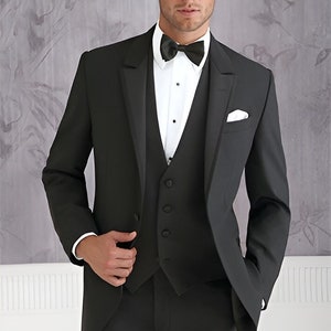 Custom Men&#39;s Tuxedo Suit: Slim Fit Black Tie Wedding Tuxedo