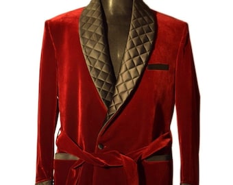 Men Double Breasted Coat Maroon Velvet Jacket Quilted Robe for Men Dinner Jackets Men Robes Quilted Jacket Men