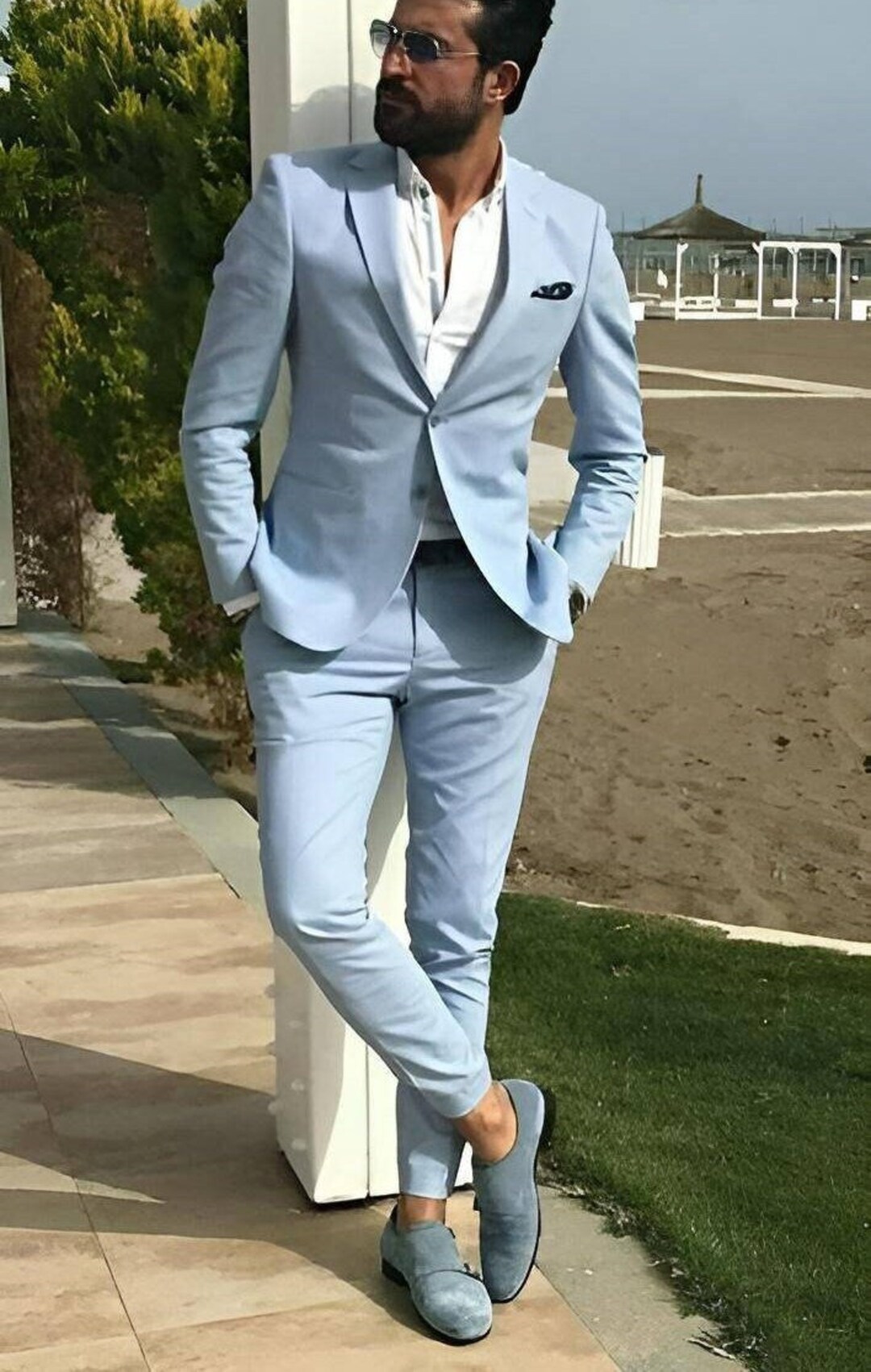 Two Pieces White Slim Fit Mans Tuxedos Dinner Suits main image 1