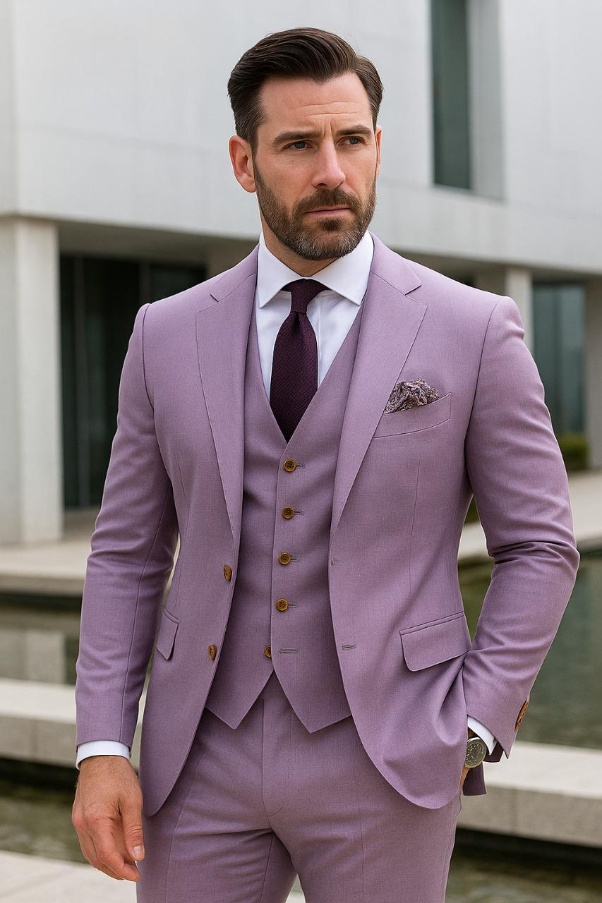 スリーピース　セットアップスーツ　パープル　高級感　成人式　二次会　レトロ　美品 スリーピース セットアップスーツ パープル 高級感 成人式 二次会