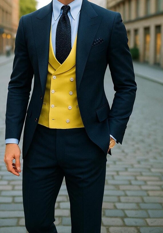 navy blue mens dress vest Heathered Navy Suit Vest