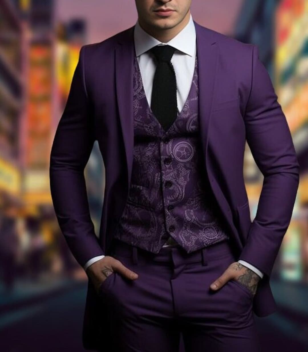 Wedding Suit Black Suit Lilac Shirt Black And Purple Tuxedo Jacket  Gentleman's Guru, image size:1080x1232