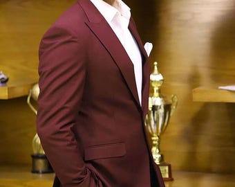Custom Tailored Men’s Suit | Luxury Slim Fit Wool Blazer & Pants | Wedding Business Formal Suit | Bespoke Groom Wear