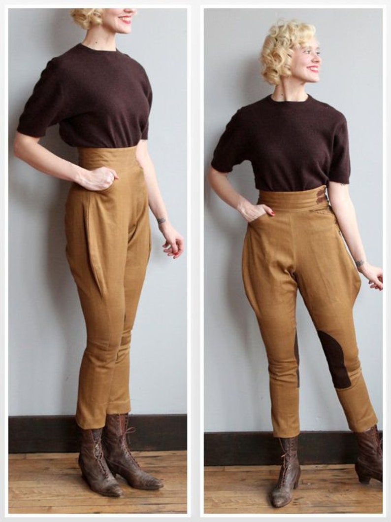 1950s Pants, Jeans, Jumpsuits- High Waist, Wide Leg, Capri, Pedal Pushers     Womens Breeches Equestrian Horse Riding Jodhpuri Cotton Pants Knee Patch Pants  AT vintagedancer.com