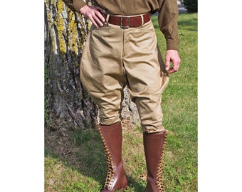 Mens Breeches Pants Slim Fit Riding Jodhpur Style High Waist Tailored Vintage Trousers