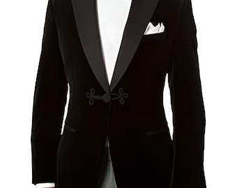 Men Black velvet Tuxedo Jacket for Dinner Party Wear Slim Fit Jackets