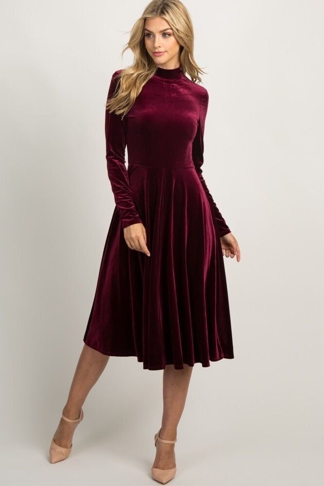 Women's Autumn Elegant Dresses, Women Winter Velvet Dress, Winter Long ...