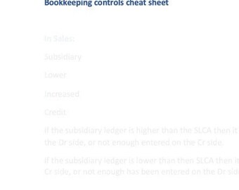 Bookkeeping Controls Sheet