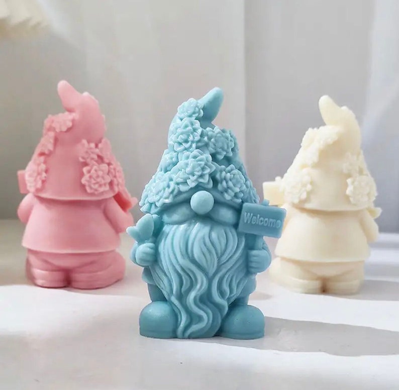 Set of 3, 6 Design Cute Gnomes Molds, Little Zwerge Silicone Mold