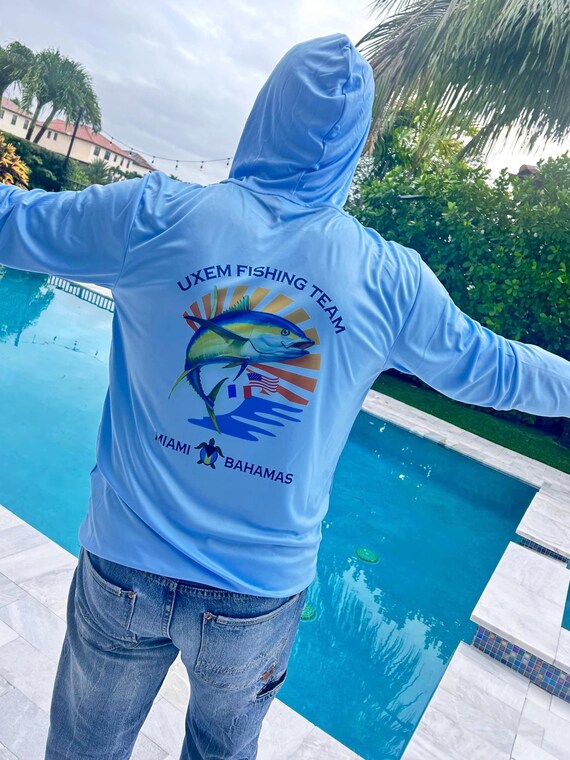 Long Sleeve Fishing Custom Fishing Shirts With Hood Custom Hooded