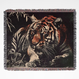 Tiger Woven Painting, Tiger Woven Throw Blanket, Bengal Tiger Woven Blanket, Tiger Woven Blanket, Tiger Tapestry, Gift For Animal Lover
