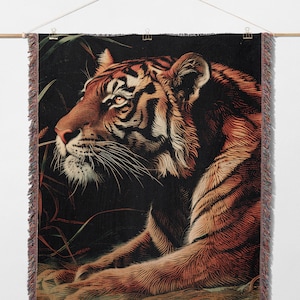 Tiger Woven Painting, Tiger Woven Throw Blanket, Bengal Tiger Woven Blanket, Tiger Woven Blanket, Tiger Tapestry, Gift For Animal Lover