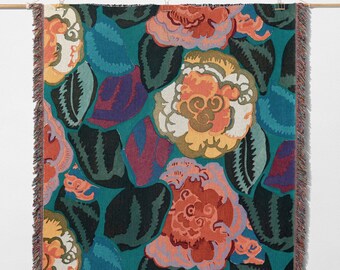 Vintage Blumenmuster Decke, Retro Blumen gewebte Decke, Hippie Blumendruck Decke, abstraktes Blumendekor, Geschenke für Gärtner