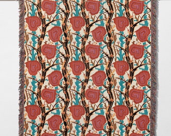 Jugendstil Blumen & Liebe Nahtlose Muster Decke, Floral gewebte Decke, Jugendstil Blumendruck Decke, Boho Hippie Raum Dekor