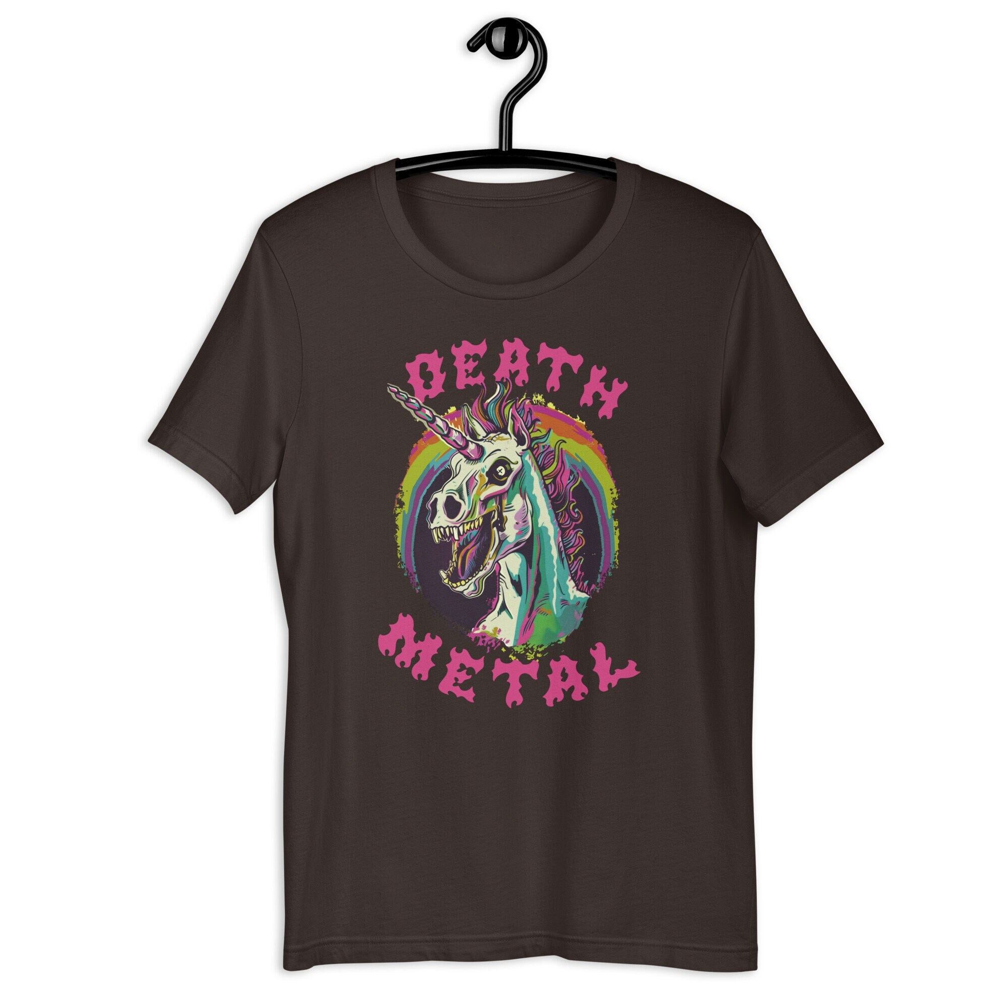 Retro Death Metal Rainbow - Unisex T-Shirt, Rainbow Shirt, death metal Tee, heavy metal Tee, sarcastic Tee, Pink Tee, Girly Tee Unicorn Tee