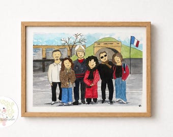 Aquarelle personnalisé – Cadeau couple / mariage / naissance / famille / amis