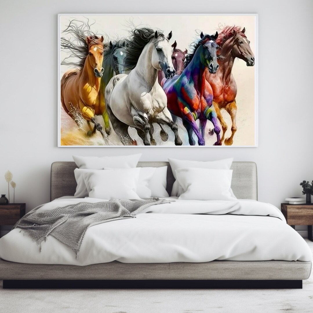 Elegant Galloping Horse Wall Art Decor, Unique Running Horses Canvas ...