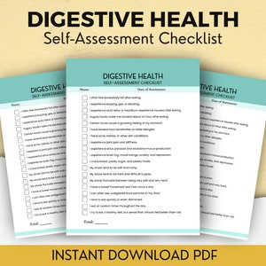 Digestive Health - Self Assessment Checklist, Self Assessment Printable, Digestive WellnessGuide, Gut Health Tracker