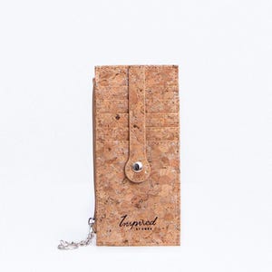 Cork Zipper Credit Card Wallet – Silvered | Compact Vegan Wallet | Eco-Friendly Gift