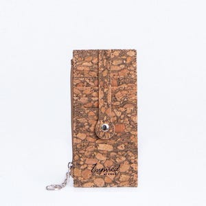 Marbled Cork Zipper Wallet: Slim Vegan Card Holder