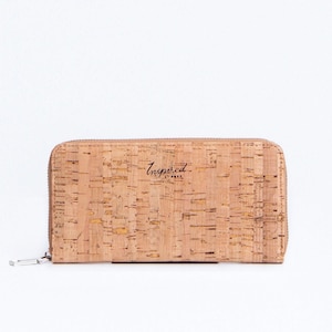 Cartera grande de corcho con cremallera - Natural
