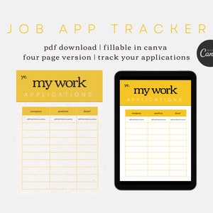 Job Application Tracker, Job Hunting, Career Planning Resources, Editable in Canva, PDF Download