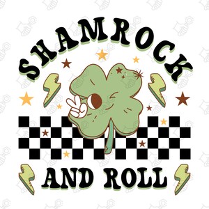 Shamrock And Roll Svg, Retro St Patricks Svg, Funny St Patricks Day Svg, St Patricks Day Svg, St Pattys Day Svg Png, St Patricks Day Shirt