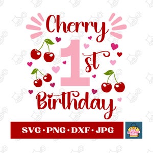Kirsche erster Geburtstag SVG, Erster Geburtstag SVG, Erster Geburtstag Shirt, Erster Geburtstag PNG, Beere Erster Geburtstag, Erster Geburtstag Party SVG Png