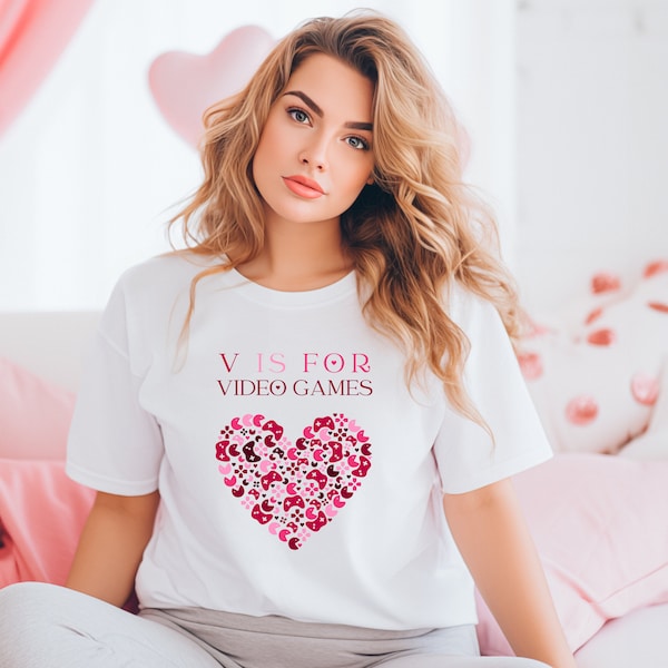 V is for video games SVG, valentines day shirt svg, funny valentines day svg, anti valentines svg, valentines day gift, cut file cricut pink