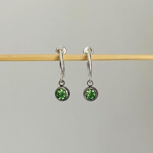 Clip-On Silver Green Gem Earrings