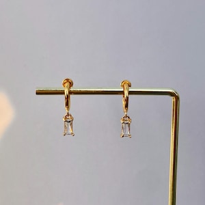 Clip-On Gold and ‘Diamond’ Cubic Zirconia Baguette Earrings