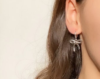Silver Bow Clip-on Earrings