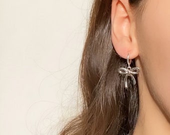 Boucles D'oreilles Pendantes Clip En Alliage Argenté Avec Améthyste Marquise Violette - Occasion - Style Vintage