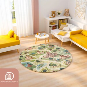 Castle Round Rug Castle Road Map 5ft Round Rug, Medieval Fairytale Nursery Theme Soft ...