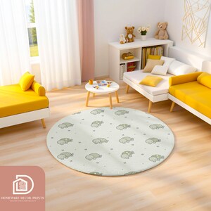 Turtle Rug Cream Sea Turtle 5ft Round Rug, Ocean Nursery Theme, Aquatic Creature ...